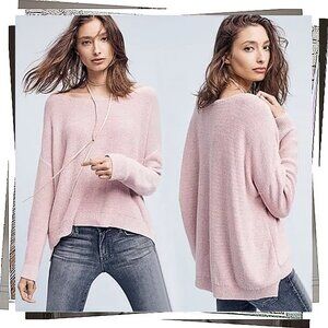 Pink Knit Oversized Scoop Neck High / Low Hem Sweater (S) by Moth